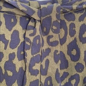 NWT Olive & black animal print, wide leg pants. L